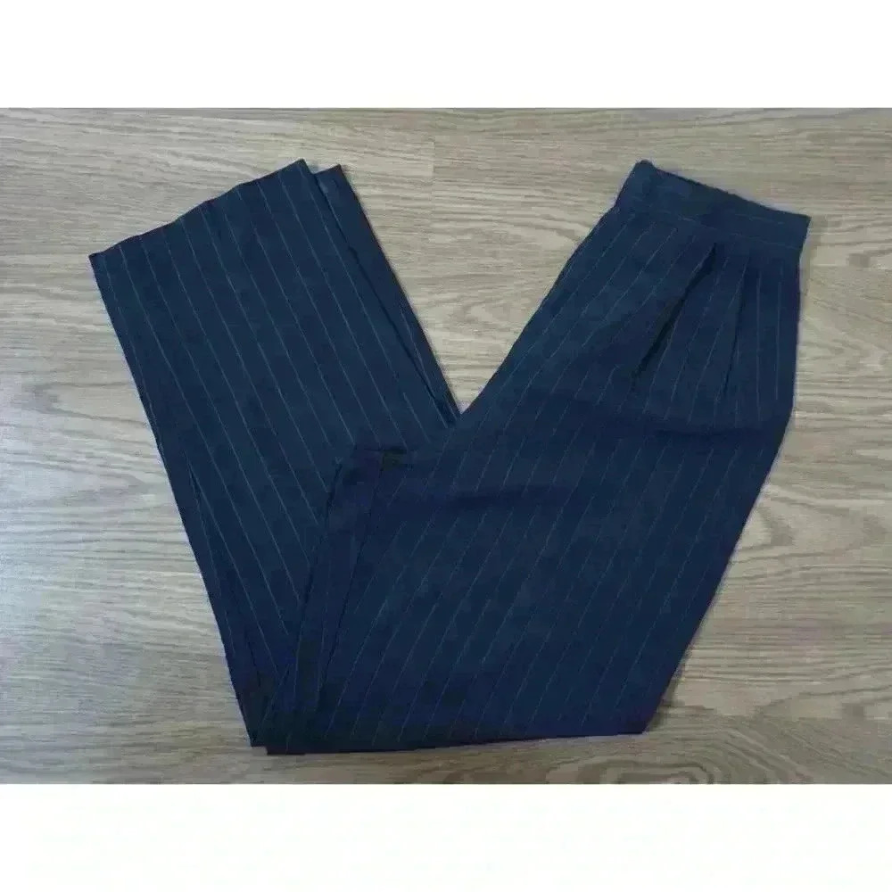 John Roberts Women's Blue Striped Pant Suit Pants Straight, Size 6 - Picture 12 of 12